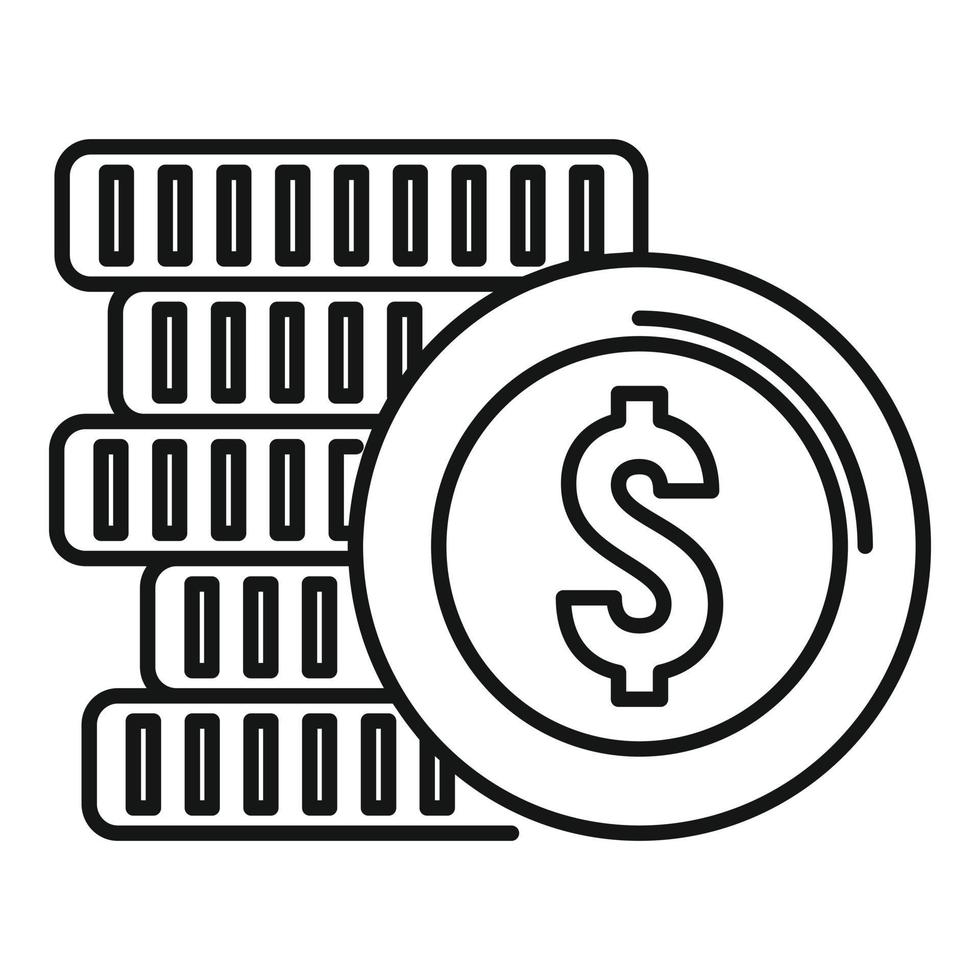 Coin stack icon, outline style vector