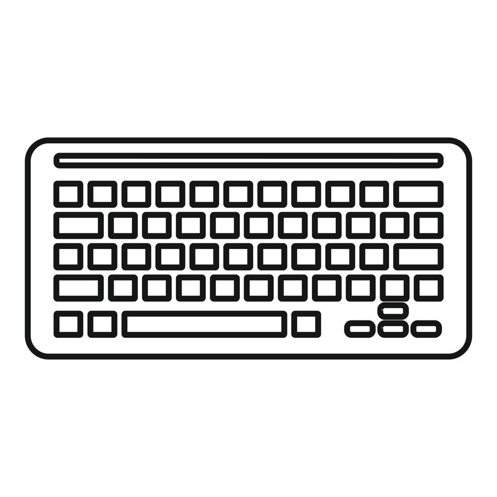 icono de teclado en el lugar de trabajo, estilo de esquema vector