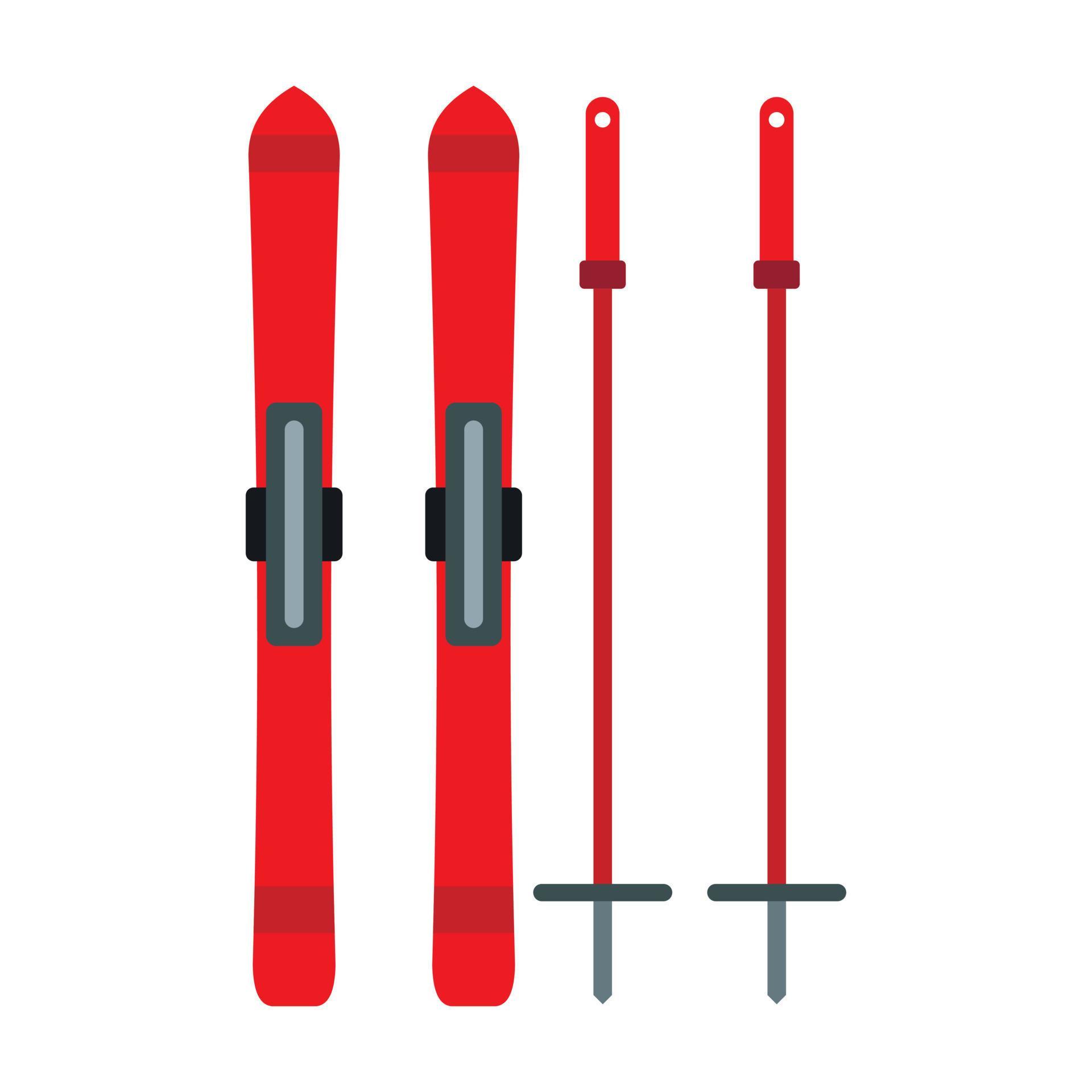 Skis and sticks icon, flat style 14502610 Vector Art at Vecteezy