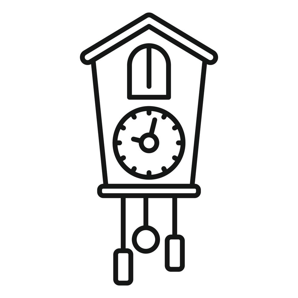 Chalet pendulum clock icon, outline style vector