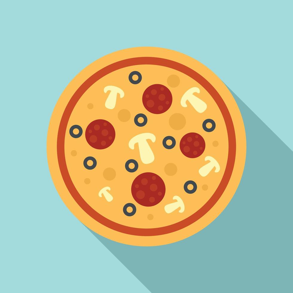 Mushroom sauce pizza icon, flat style vector