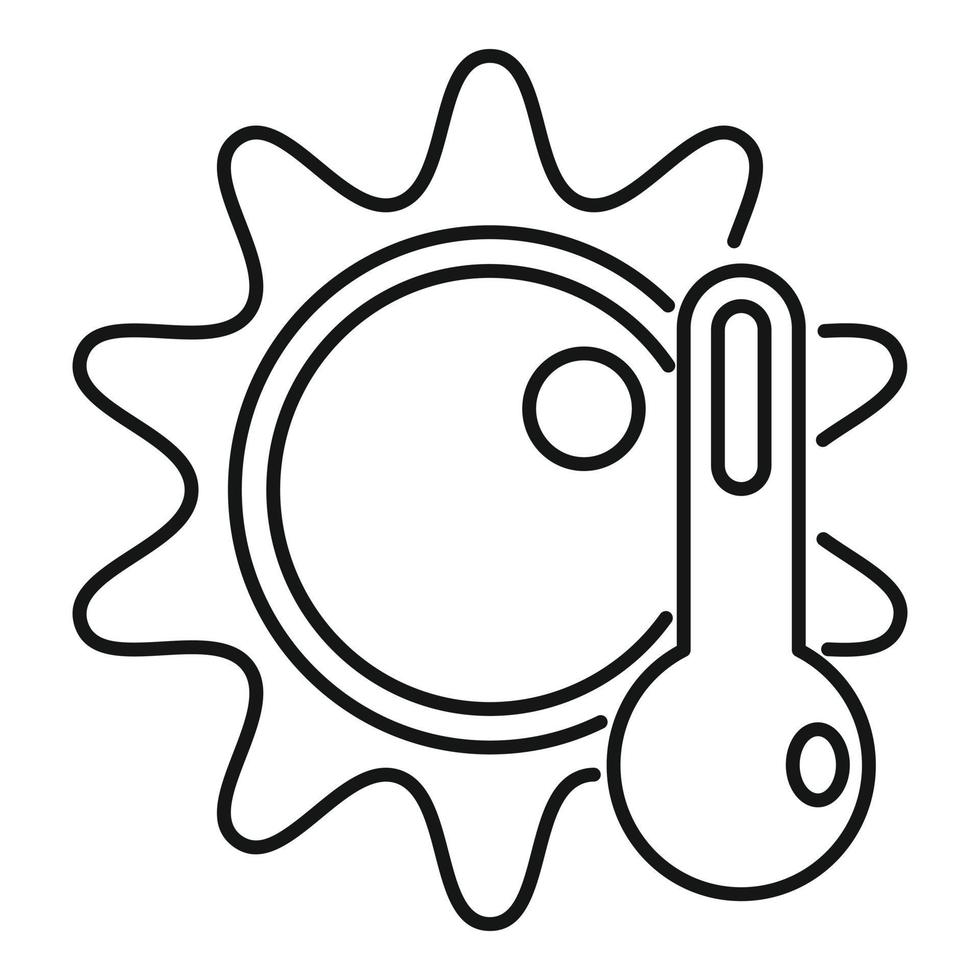 High temperature sun icon, outline style vector