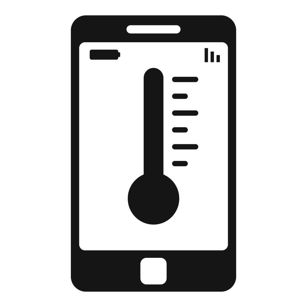 Smartphone temperature control icon, simple style vector