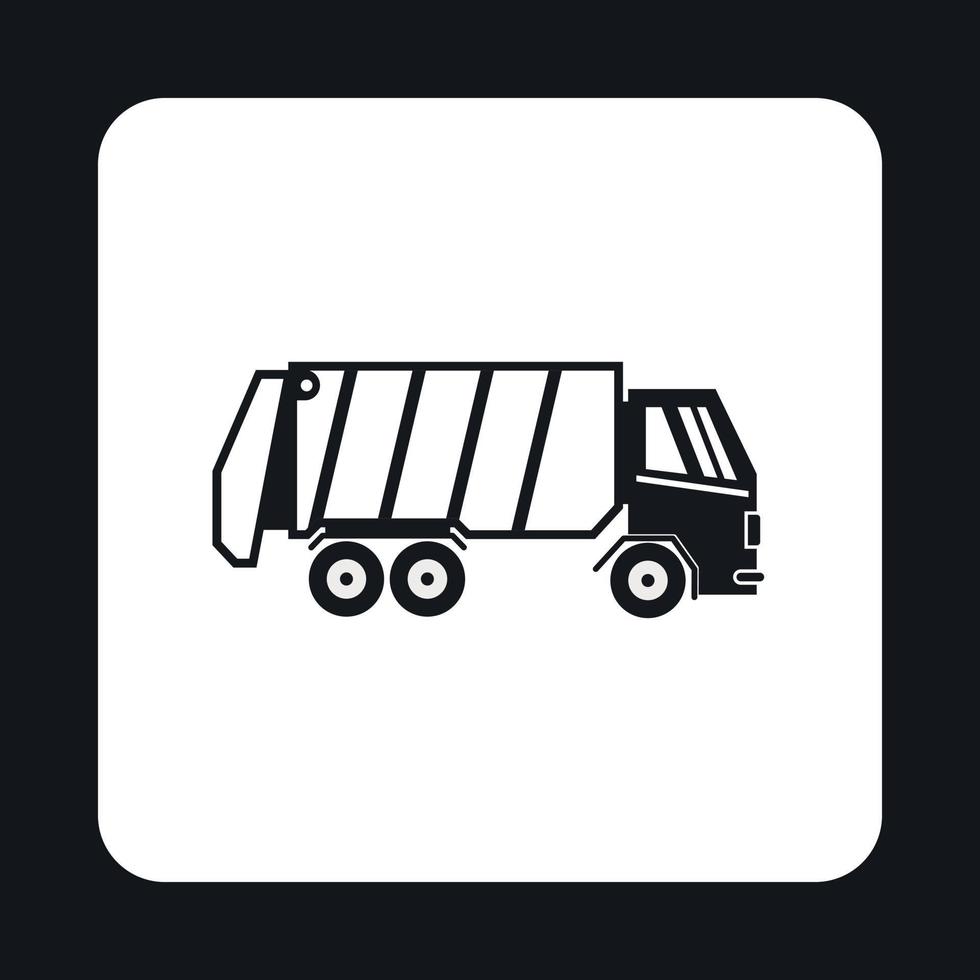 Garbage truck icon, simple style vector