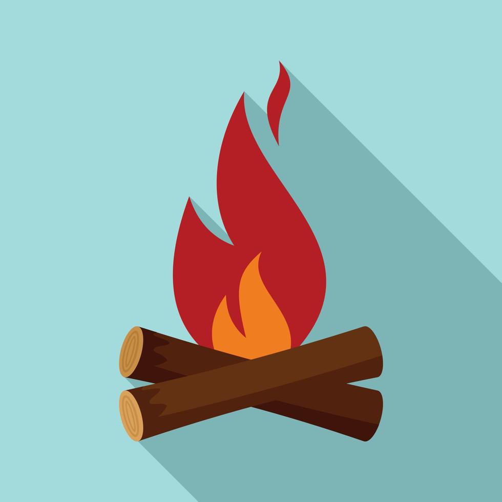Hunter campfire icon, flat style vector