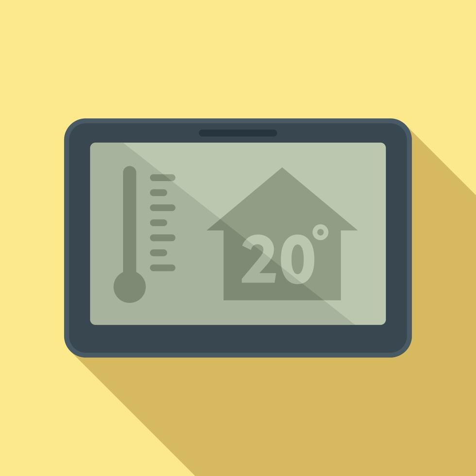 icono de control de clima doméstico de tableta, estilo plano vector