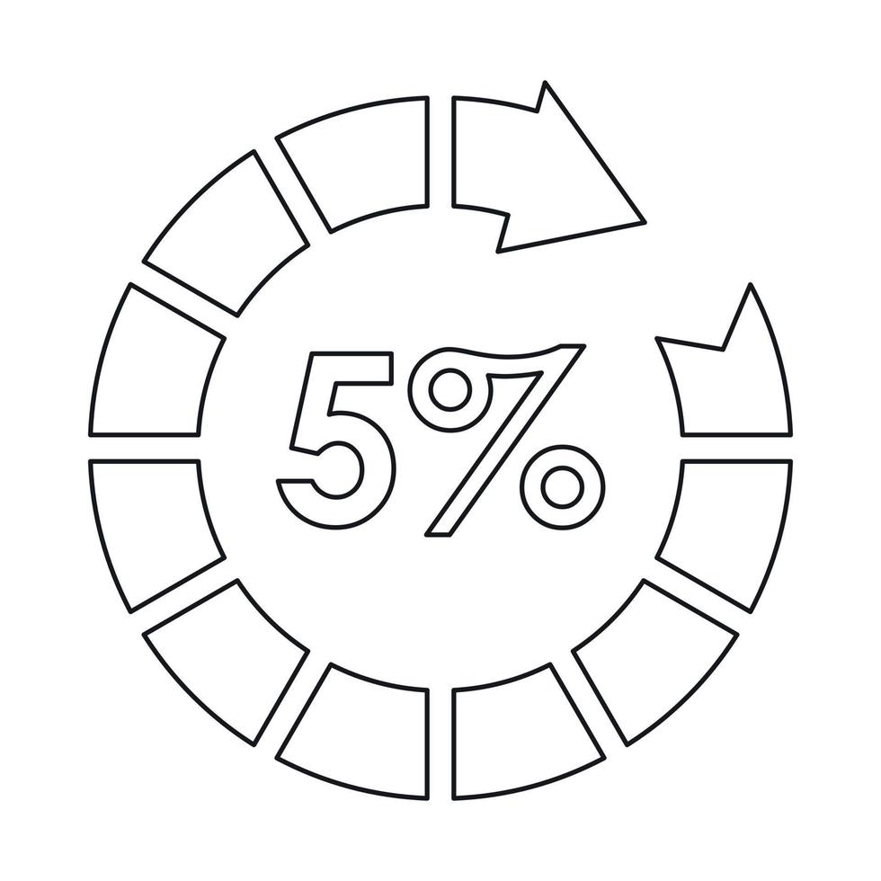 Sign 5 load icon, outline style vector