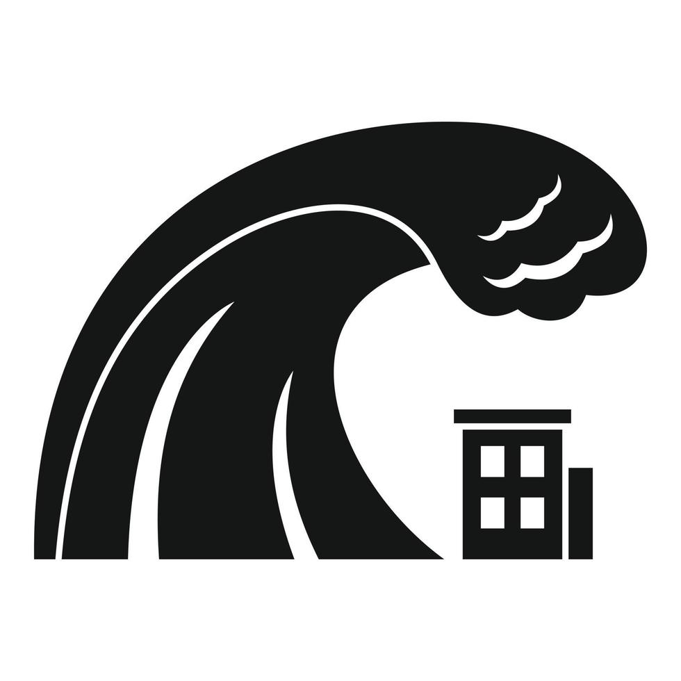 icono de ola de tsunami de seguridad, estilo simple vector