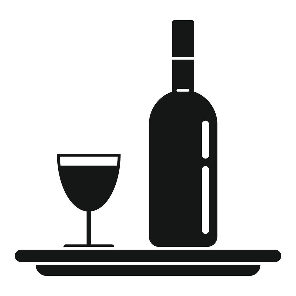 icono de la bandeja de la botella de vino del sommelier, estilo simple vector