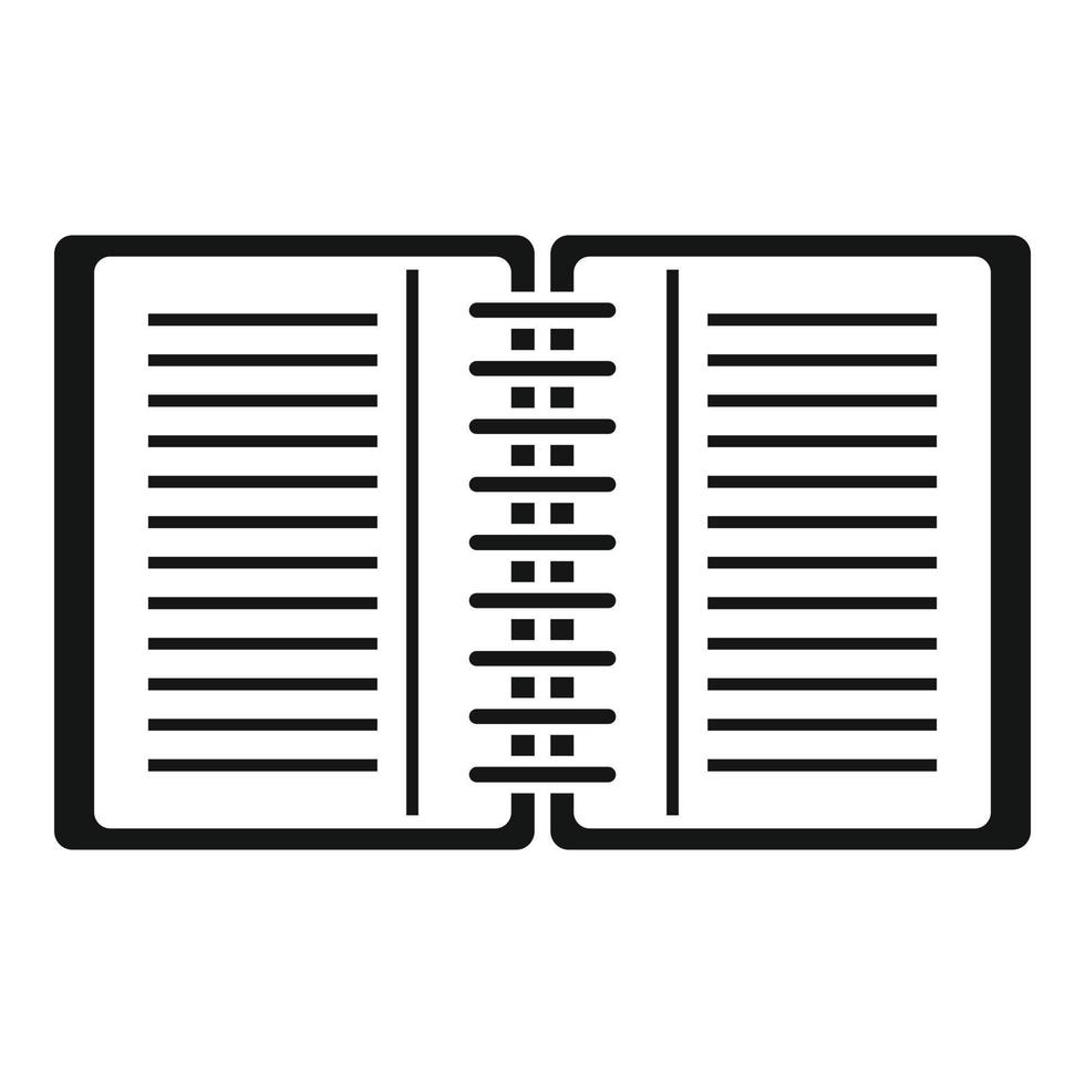 administrador de oficina icono de cuaderno abierto, estilo simple vector