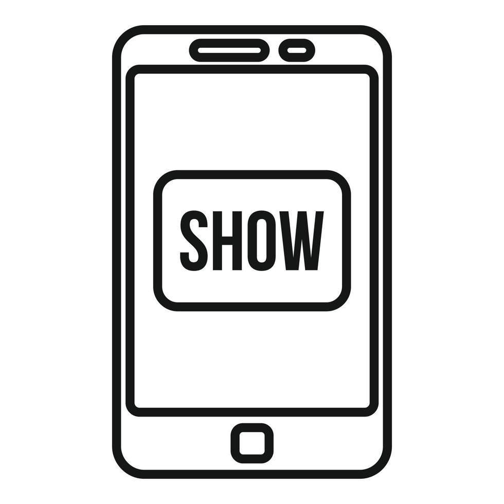 Smartphone tv show icon, outline style vector