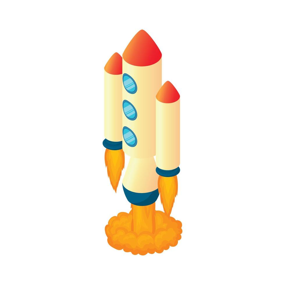 Multi stage rocket icon, cartoon style vector