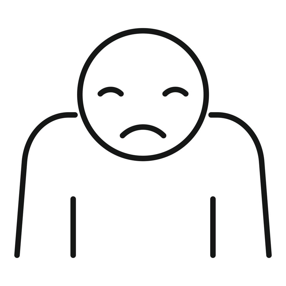 Sad man icon, outline style vector