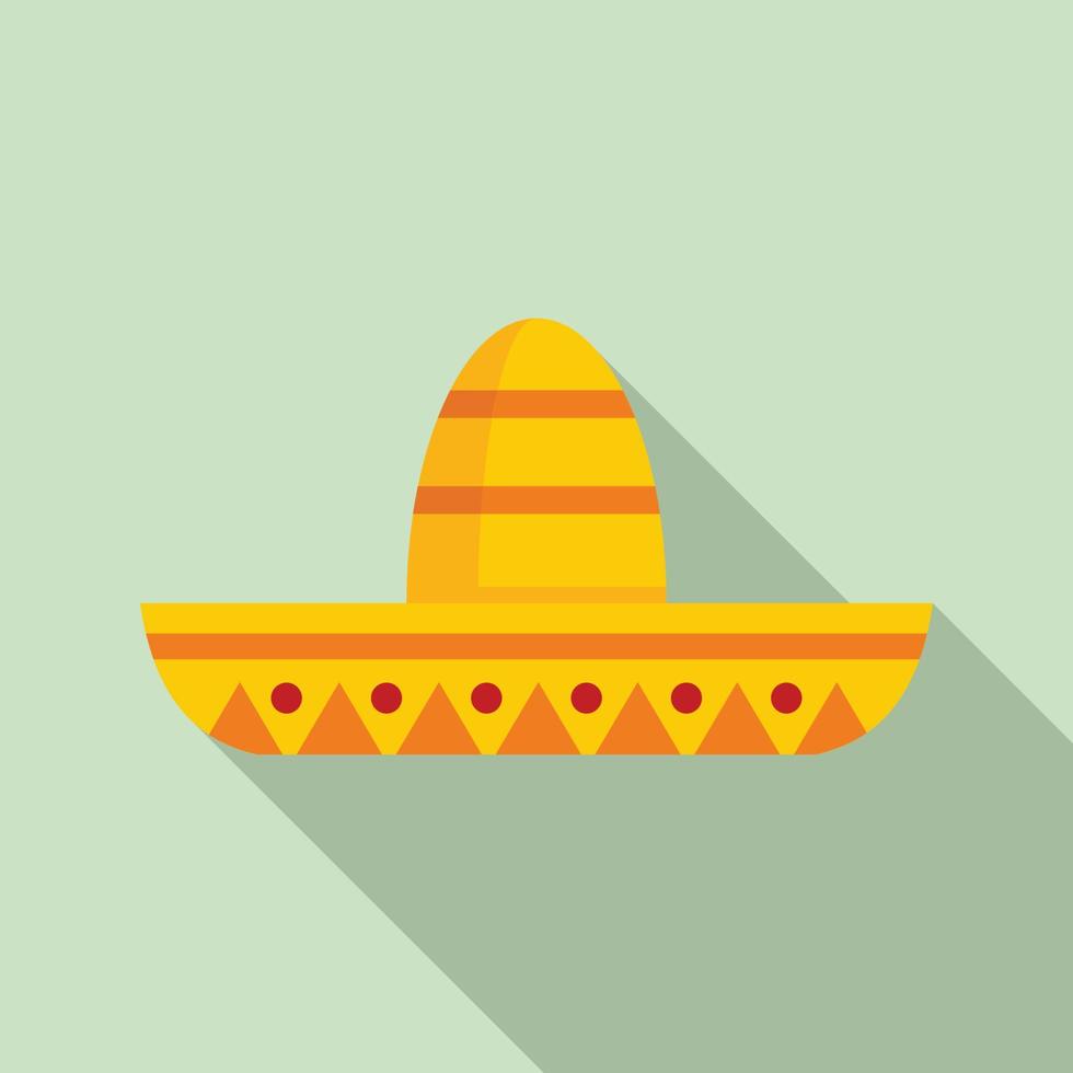 icono de sombrero mexicano, estilo plano vector