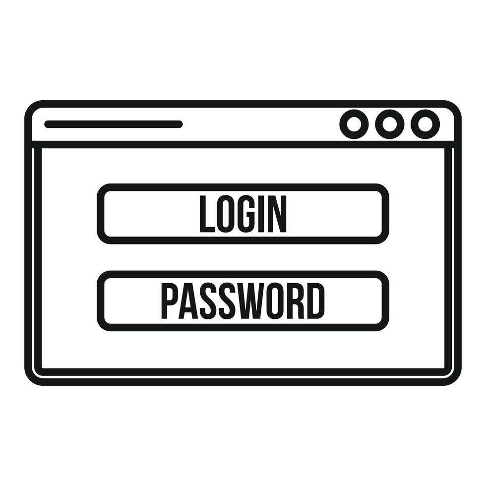 Login secured window icon, outline style vector