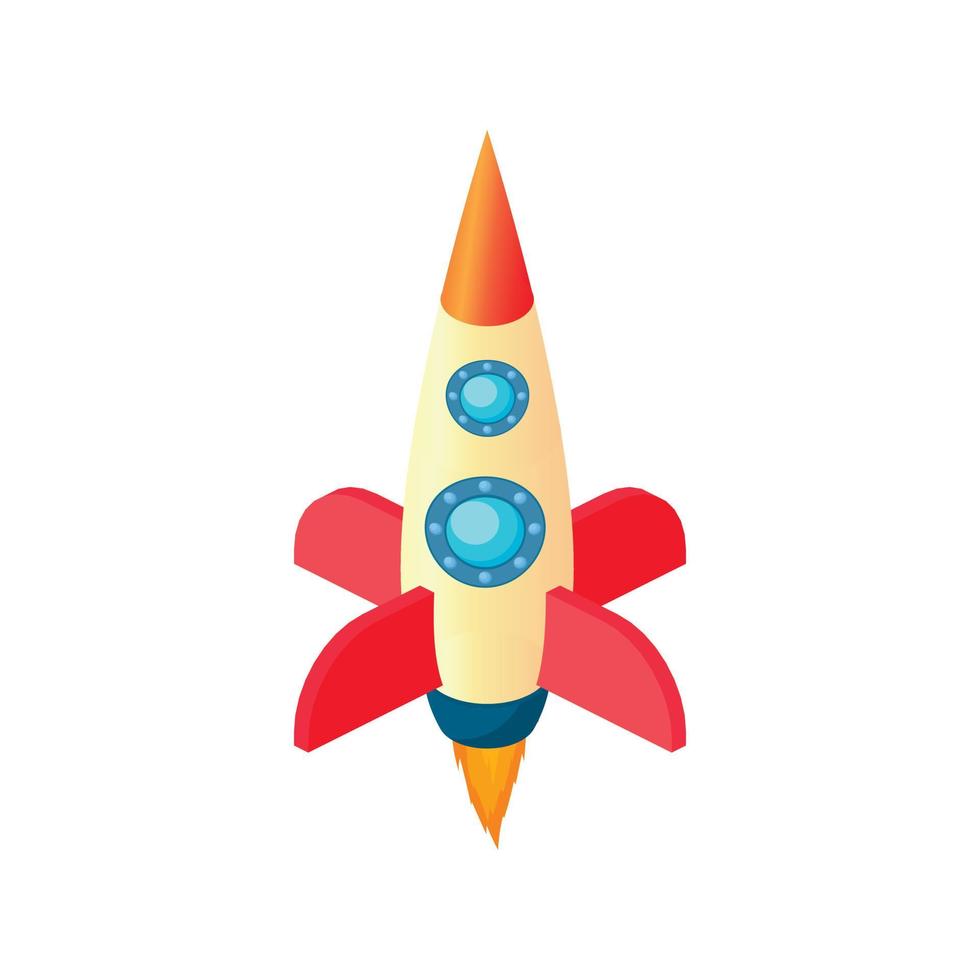 icono de cohete espacial, estilo de dibujos animados vector