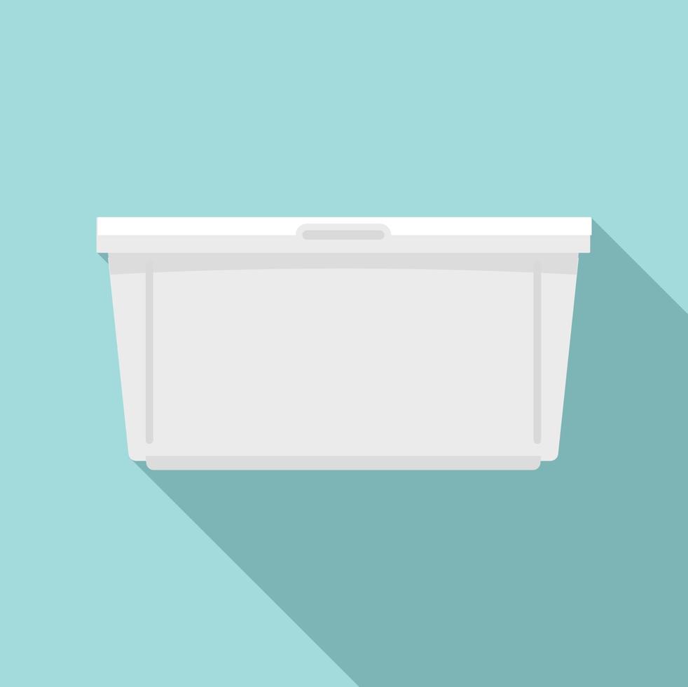 Storage food plastic box icon, flat style vector