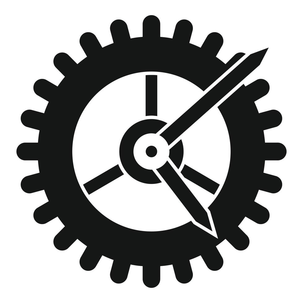 reloj, rueda dentada, icono, simple, estilo vector