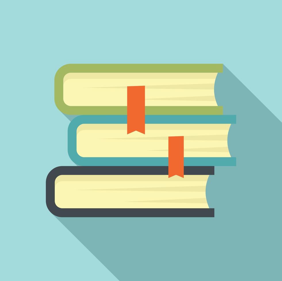 University book stack icon, flat style vector