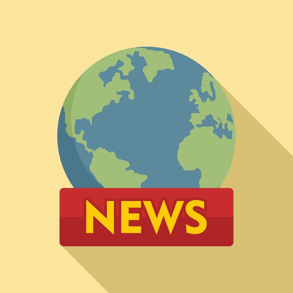 Tv global news icon, flat style 14503094 Vector Art at Vecteezy
