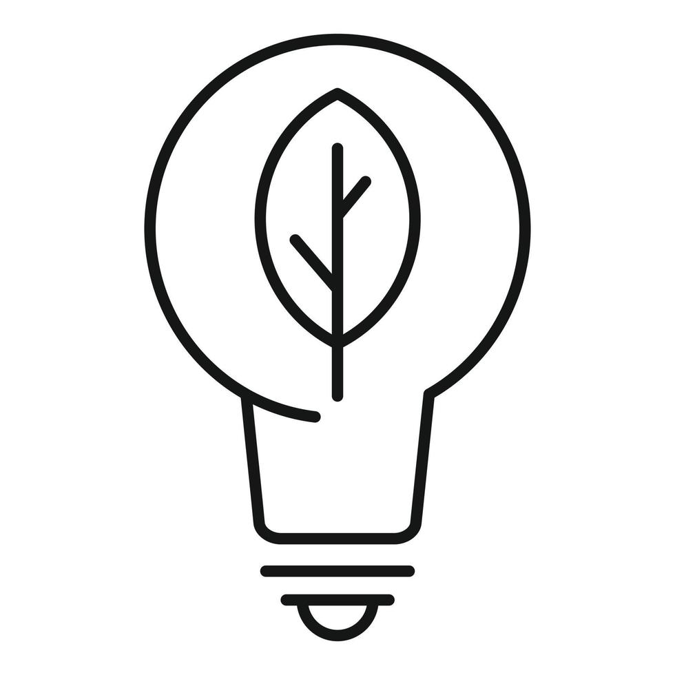 Eco bulb leaf icon, outline style vector