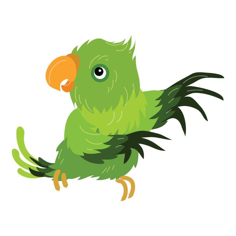 Green parrot icon, cartoon style vector
