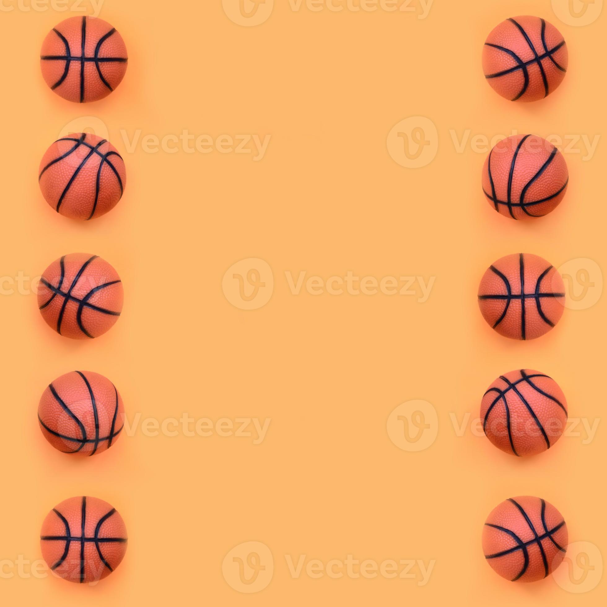 Many small orange balls for basketball sport game lies on texture