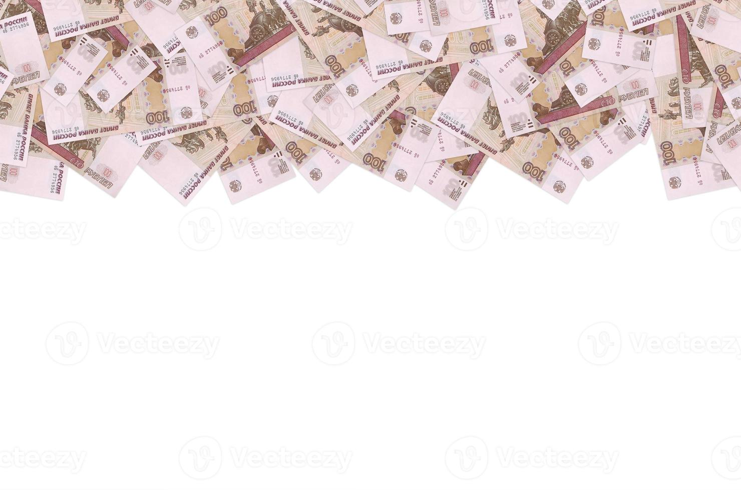 billete de 100 rublos rusos patrón de factura macro de primer plano foto