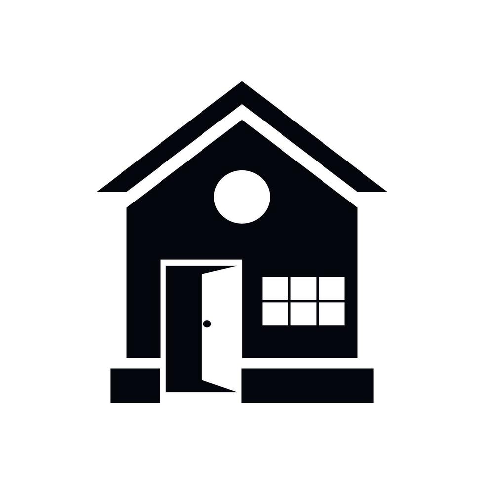 casa con icono de puerta abierta, estilo simple vector