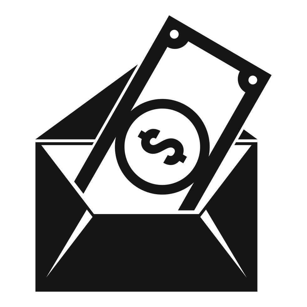 icono de transferencia de correo de dinero, estilo simple vector