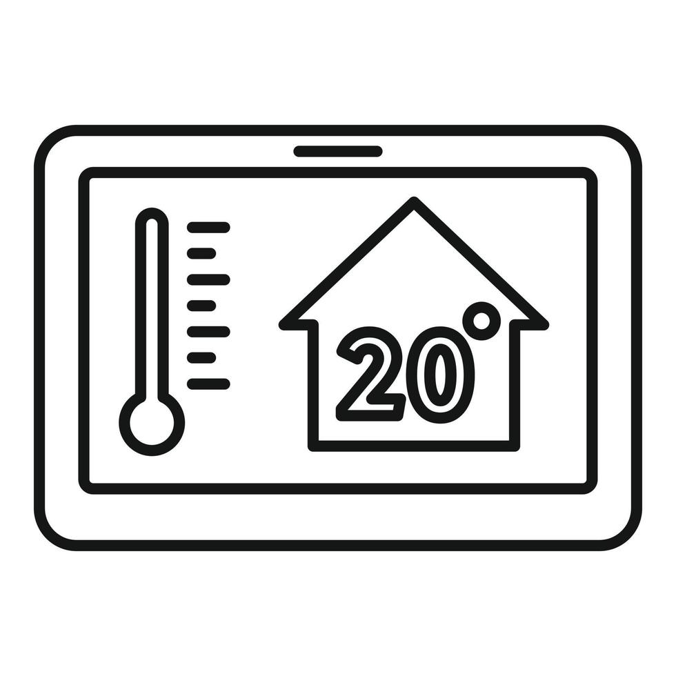 Tablet home climate control icon, outline style vector