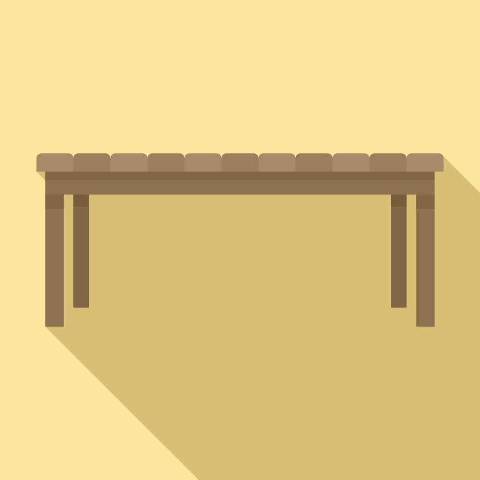 Wood long yard bench icon, flat style vector