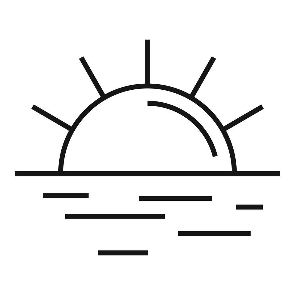 Beach sun rise icon, outline style vector