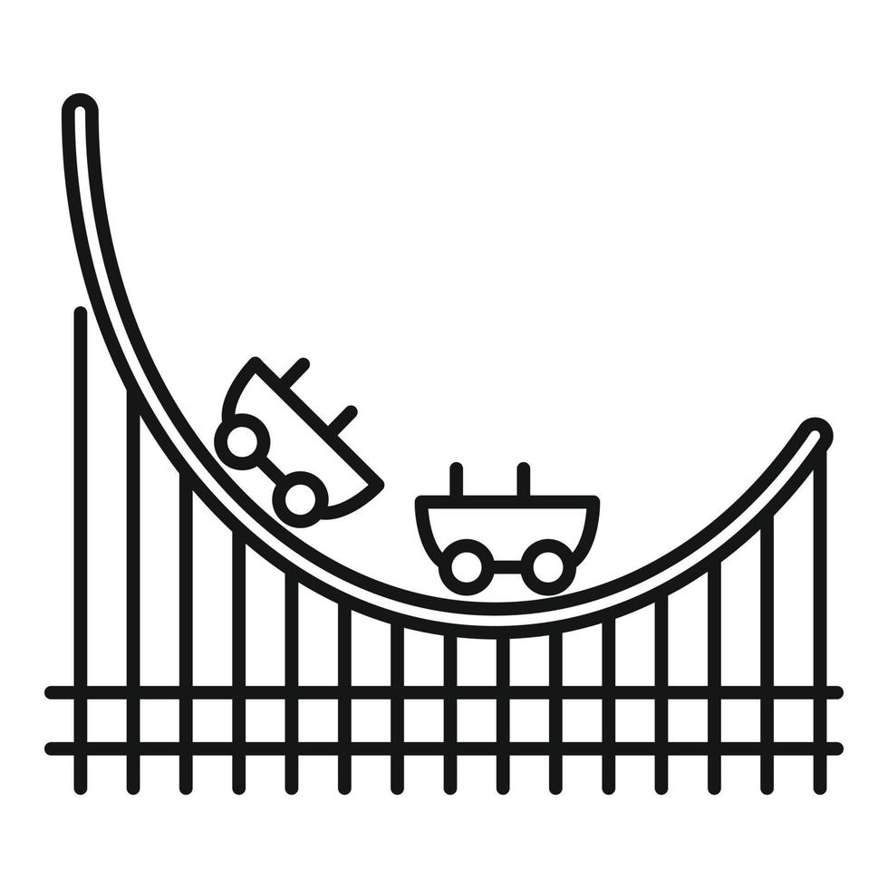 Scary roller coaster icon, outline style vector