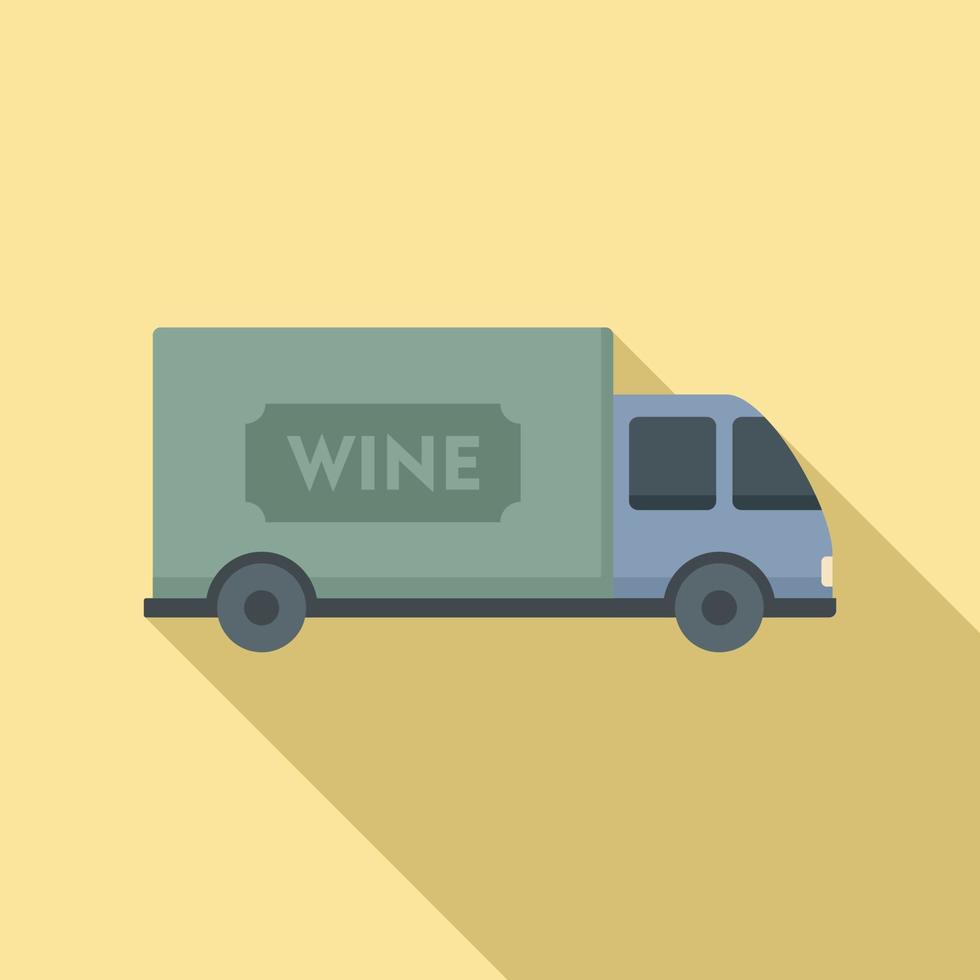 Wine truck icon, flat style vector