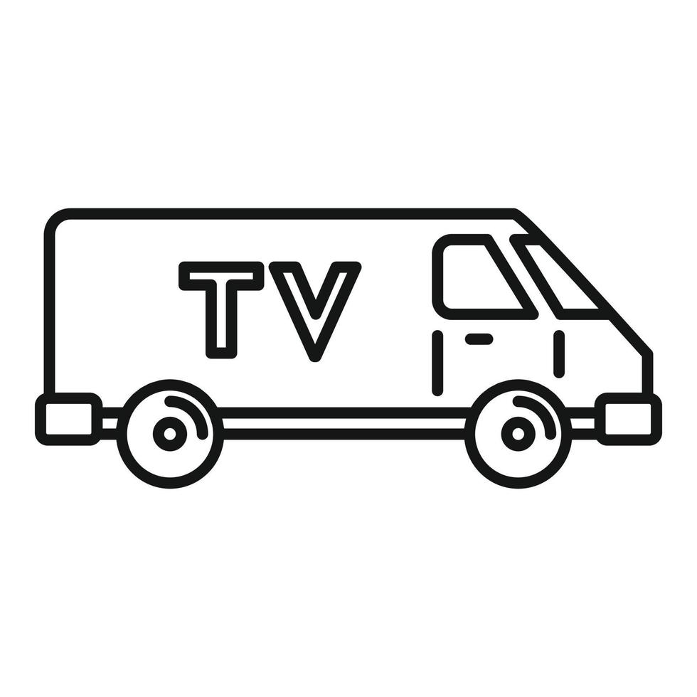 icono de vehículo de furgoneta de tv, estilo de esquema vector