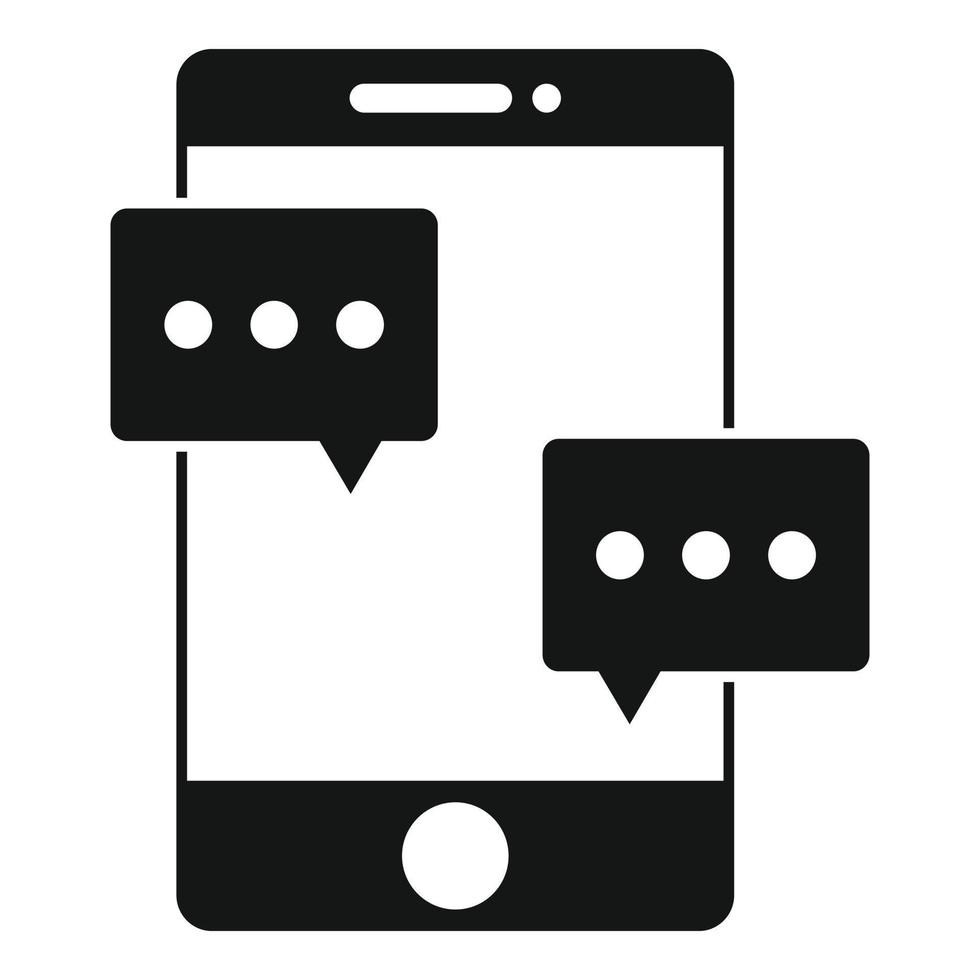 Smartphone chat icon, simple style vector