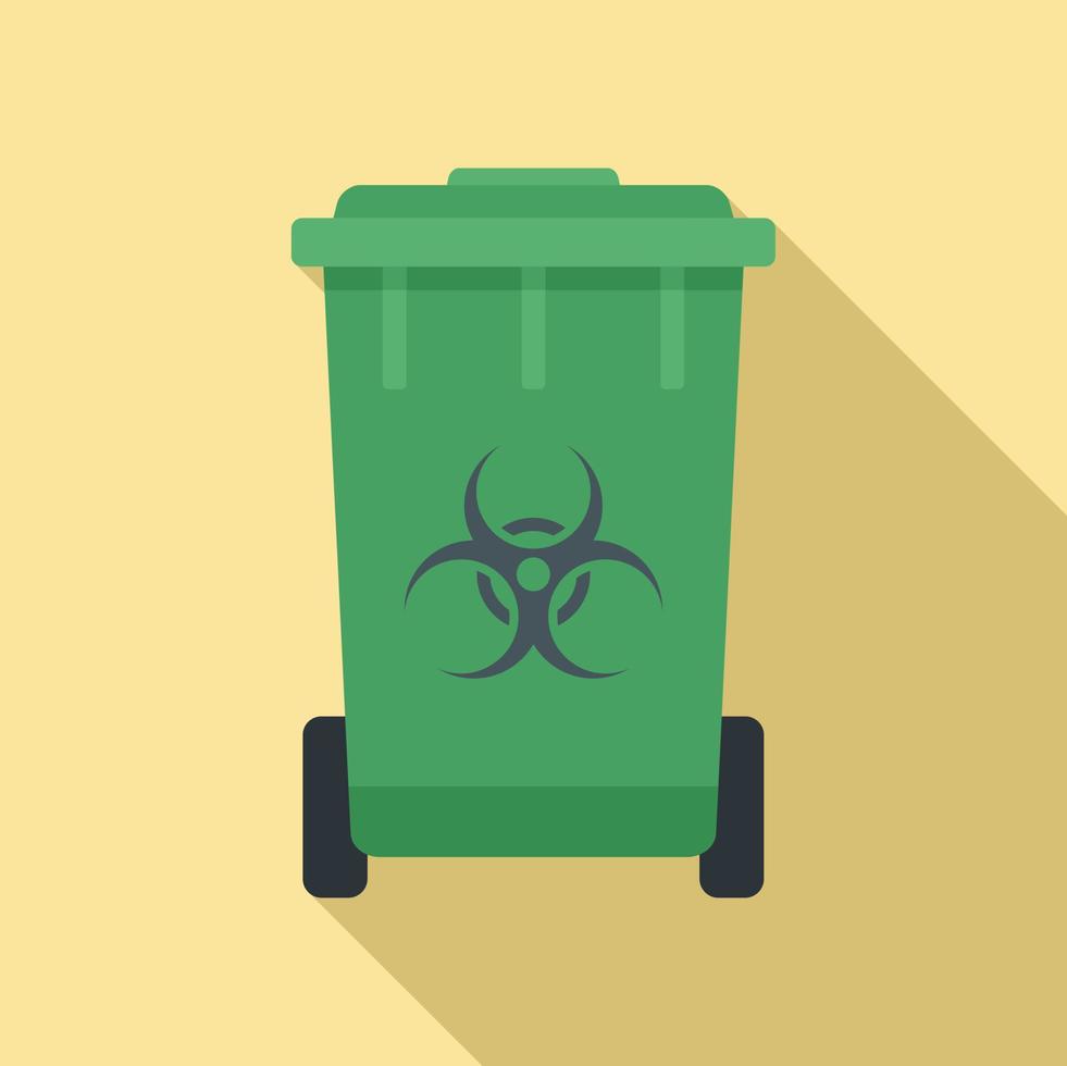 Biohazard garbage cart icon, flat style vector