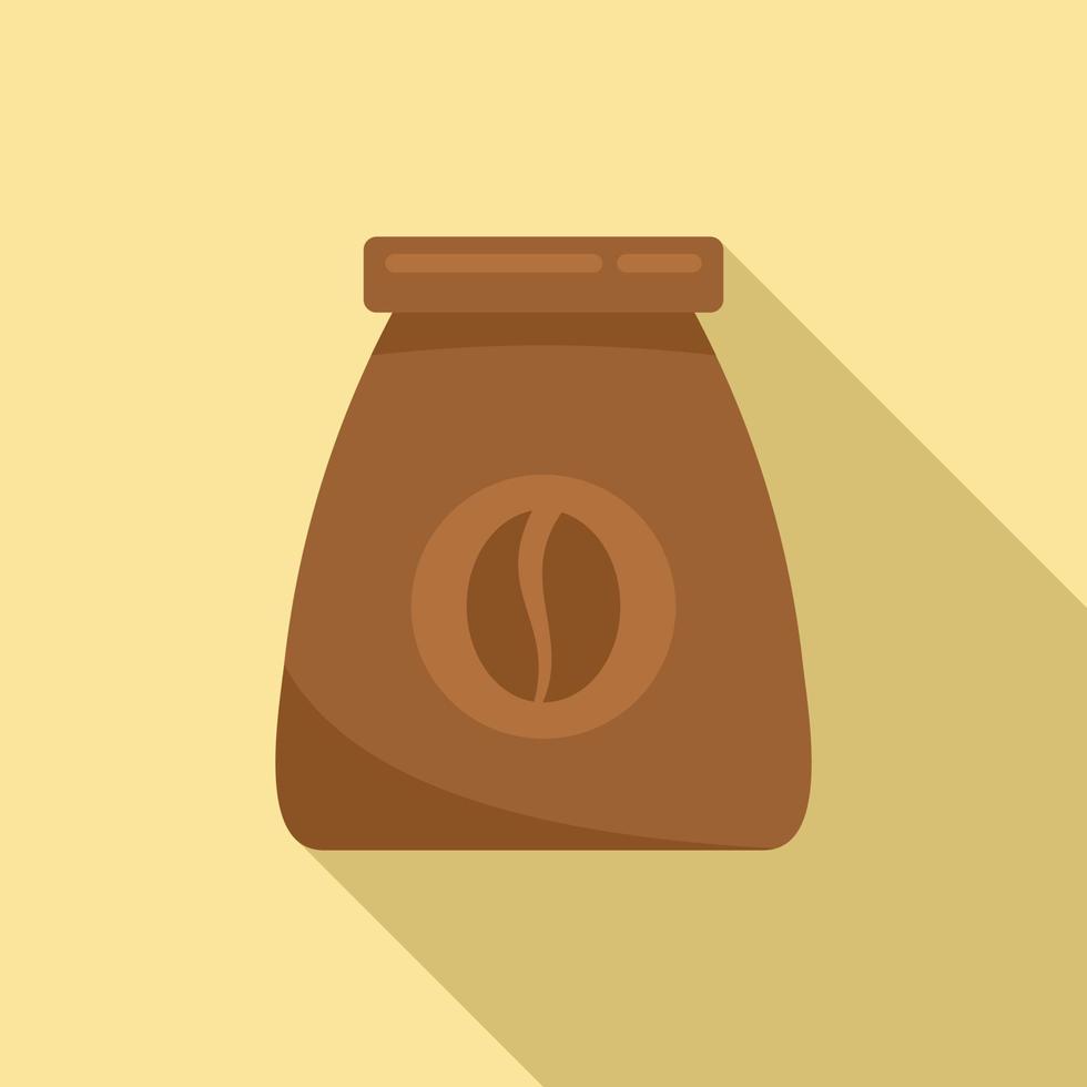 Coffee bean bag icon, flat style vector