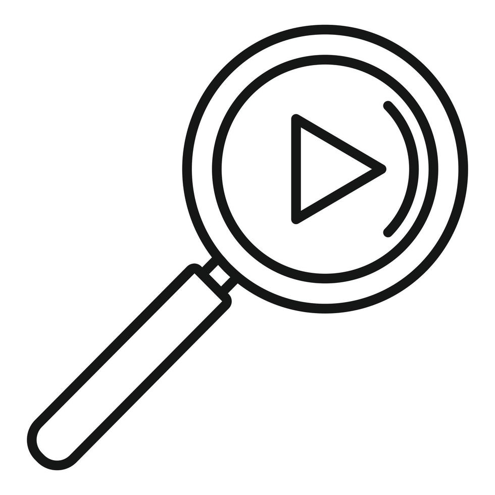 Video content magnifier icon, outline style vector