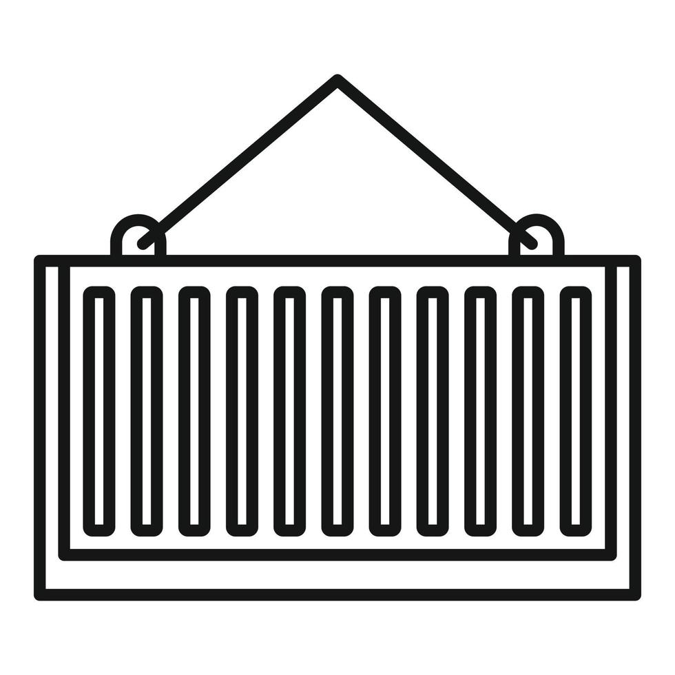 Port crane container box icon, outline style vector