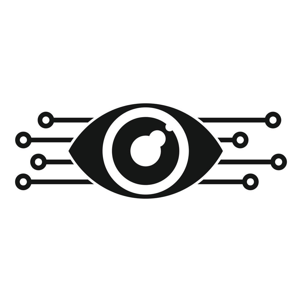 icono de ojo de robot inteligente, estilo simple vector