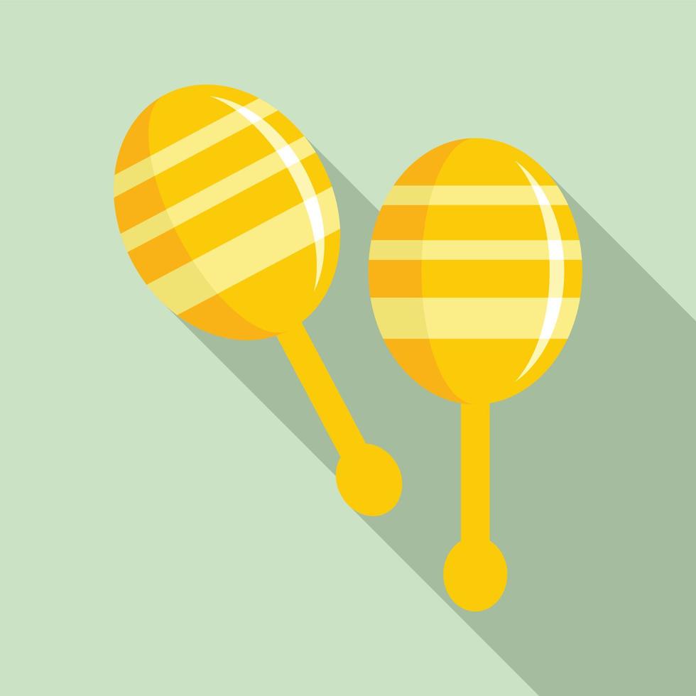 Mexican maracas icon, flat style vector