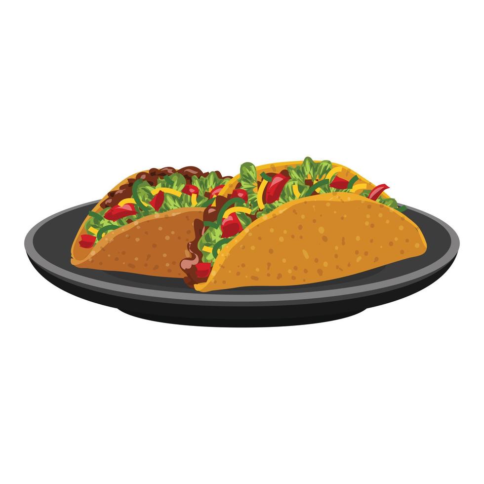 Tacos icon, cartoon style vector