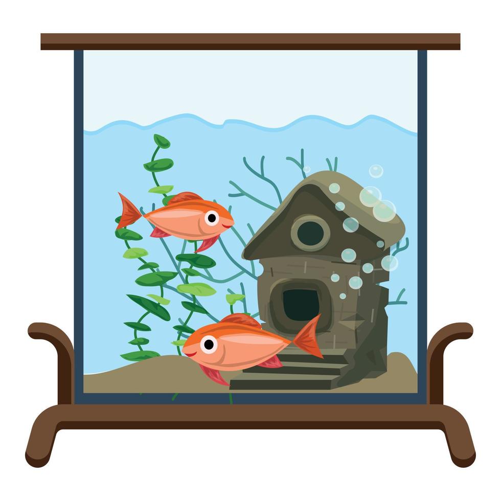 Aquarium kids room icon, cartoon style vector