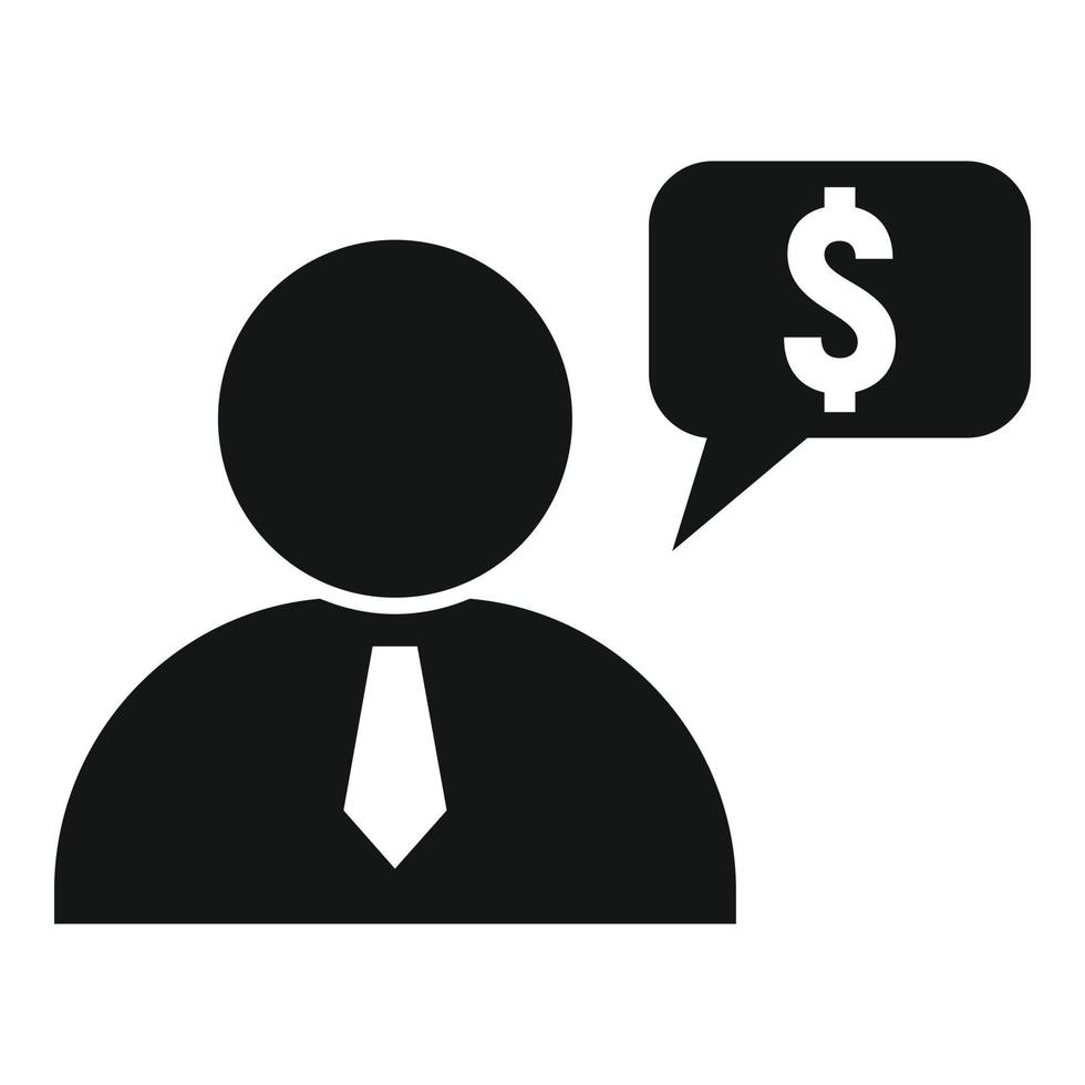 icono de asesor de preguntas financieras, estilo simple vector