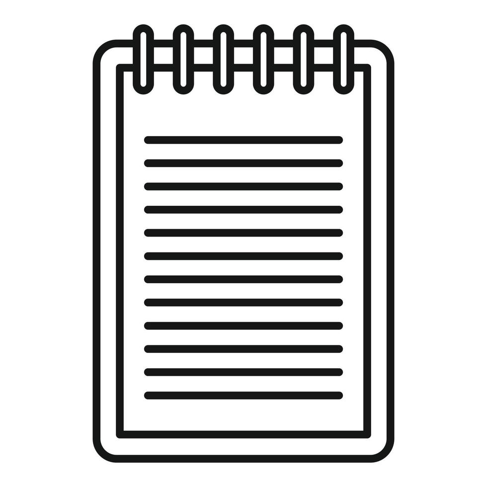 Sketch notebook icon, outline style vector