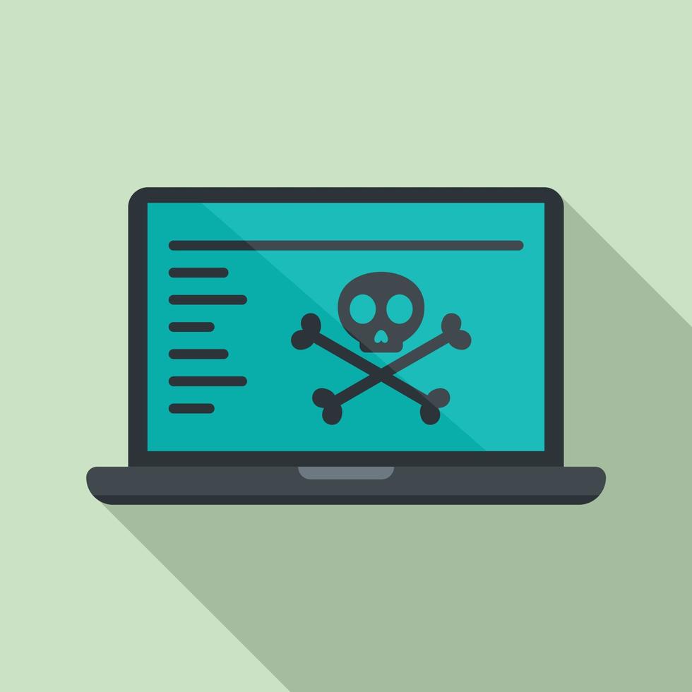 Hacked laptop icon, flat style vector