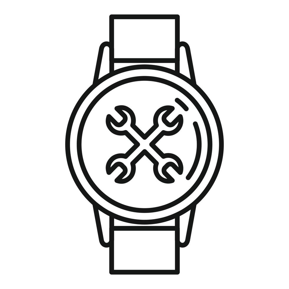 icono de reparación de reloj de mano, estilo de contorno vector