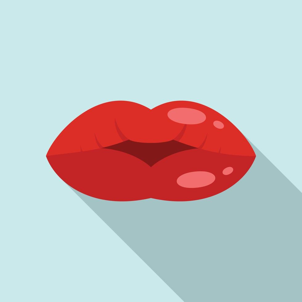 icono de beso de lápiz labial, estilo plano vector